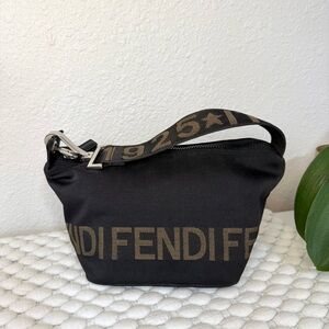 FENDI FF Roma 1925 Small Tote Shoulder Handbag Nylon Black